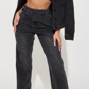 Stretch Wide Leg Jeans - Black